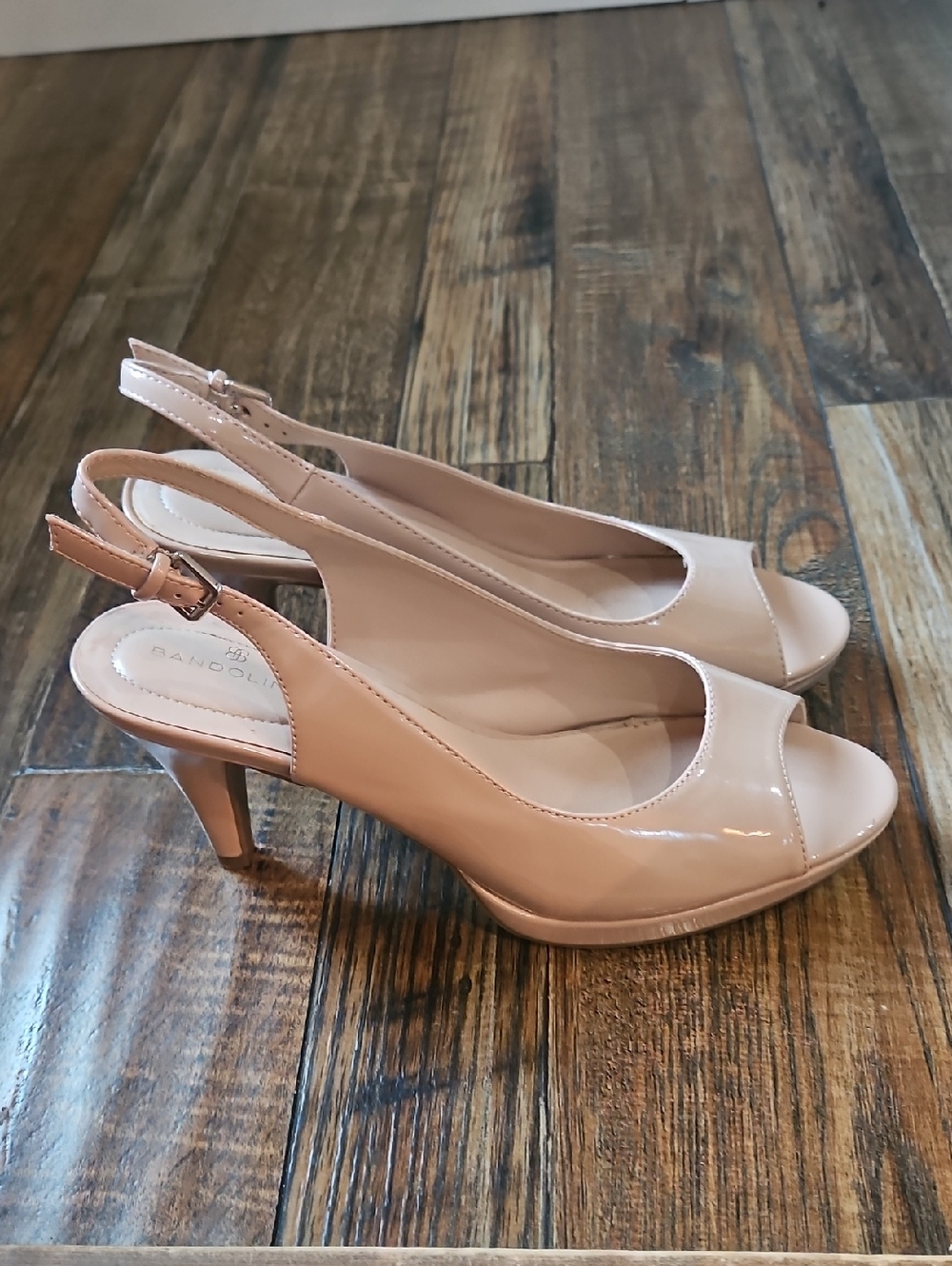 Bandolino‎ Blush Patent Slingback Peep-Toe Heels